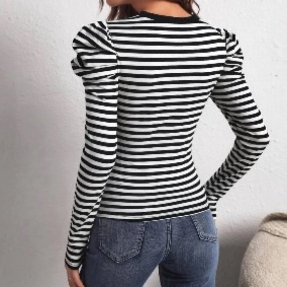NWT Striped Trending Gigot Sleeve Top - Picture 3 of 7